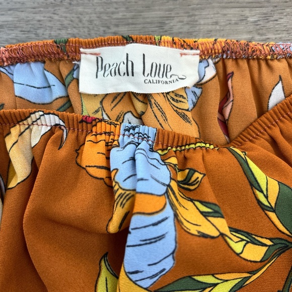 Peach Love California Women's Brown Floral Off The Shoulder Blouse Size Small - Picture 3 of 8